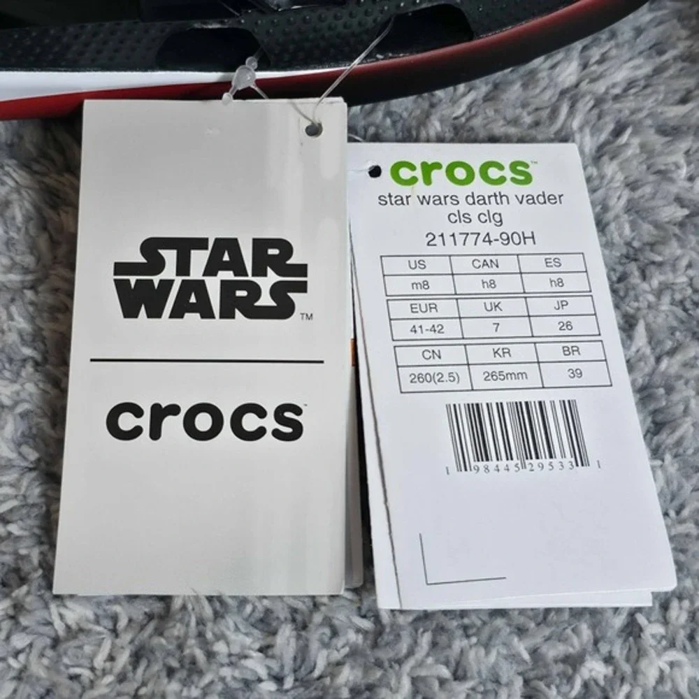 Crocs Star Wars‎ Darth Vader Classic Clogs Black Mens 8 Womens 10 211774-90H NEW